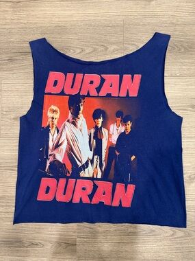 Duran Duran Oversized Off The Shoulder Crop Top Band Tee Women’s Size Medium